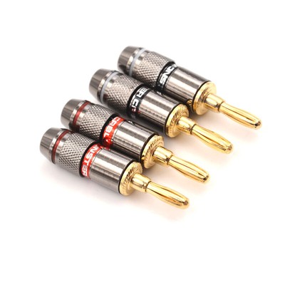 4pcs Gold Plated BFA 4mm Banana Plug Male Speaker Connector Adapter Y-y-