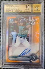 2022 Bowman Chrome Jonatan Clase Orange Refractor Auto #20/25 BGS 10 Pristine