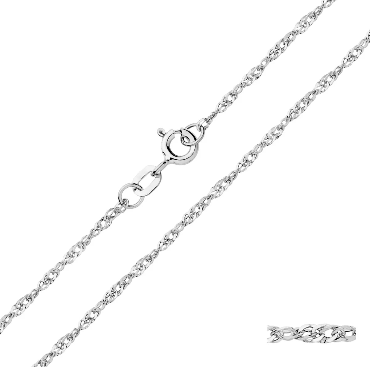 Sterling Silver Singapore Chain Necklace 16 18 20 22 24 inch Solid 925 Silver