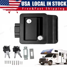 RV Paddle Entry Door Lock Latch | Handle Knob | Deadbolt Lock | Camper Black