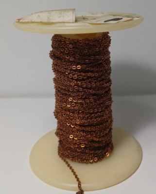 VINTAGE COPPER COATED STEEL CABLE  CHAIN  small spool