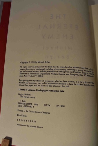 1990 MICHAEL BERLYN THE ETERNAL ENEMY Alien War Sci Fi Novel 1st Ed HCDJ - Picture 6 of 8
