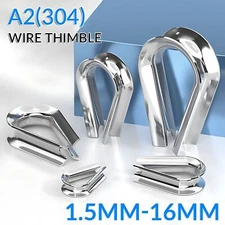 1.5mm 2mm 3mm 4mm - 16mm A2 304 Stainless Steel Wirerope Thimble Cable End Loop
