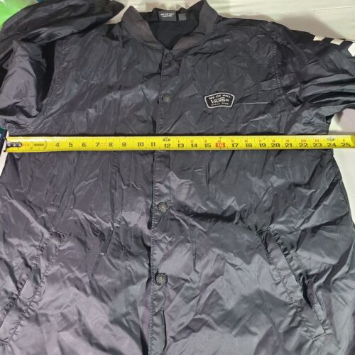 Vans Windbreaker Jacket Mens Sz XL Black w/ White Checkered Arm Drawstring Waist - Picture 10 of 13