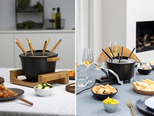 Elektrisches DESIGN Fondueset mit Gabeln für Schweizer Käsefondue, Fleischfondue