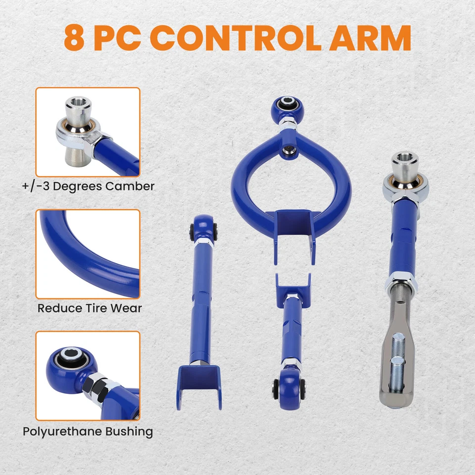 Brazos de tracción de punta inclinada trasera varilla de tensión delantera ajustable para Nissan 240sx S13 Foto 2 de 4