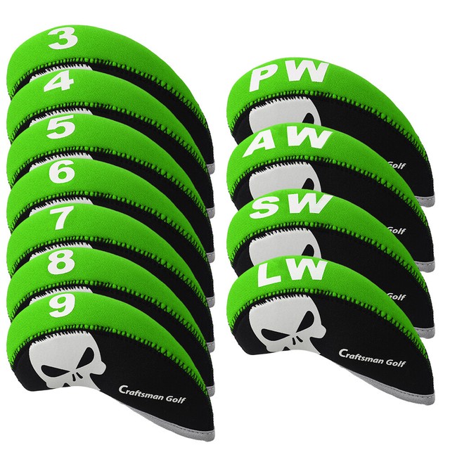 11pcs Golf Head Cover Club Wedge Iron Protective Headcovers Neoprene
