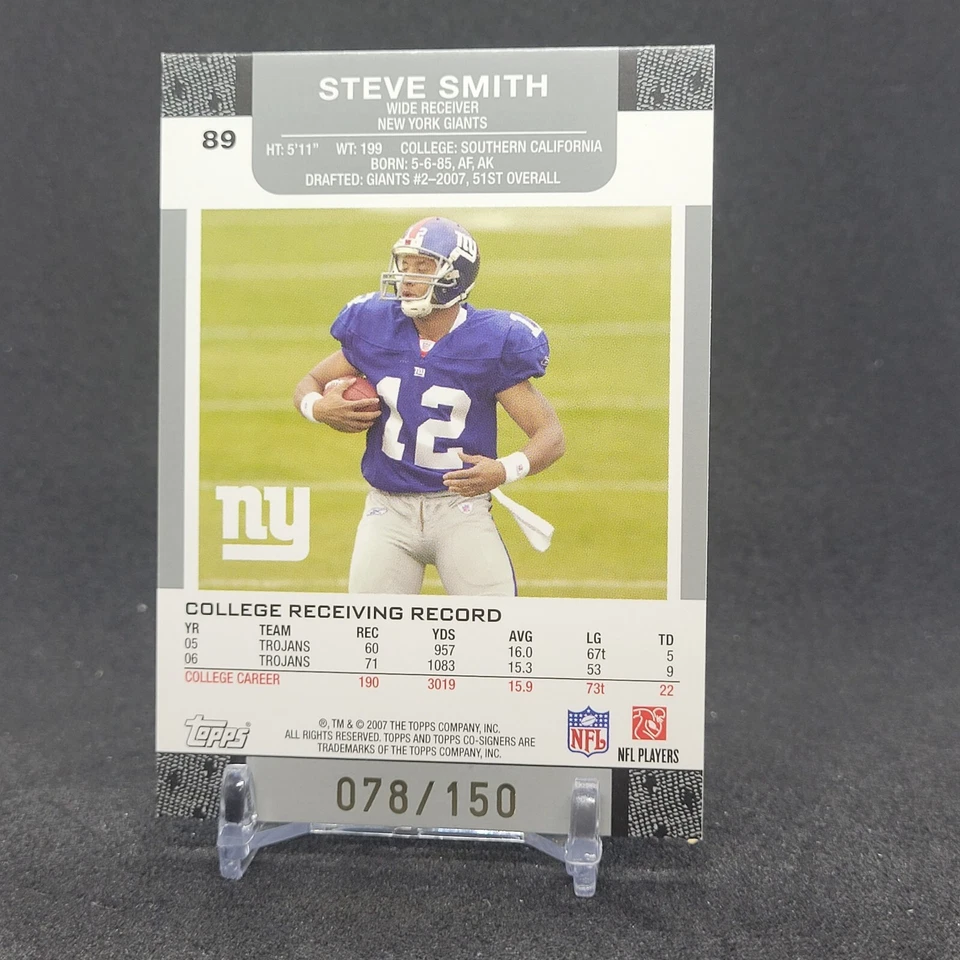 2007 Topps Co-Signers Chng Faces Holosilver Red #5B Eli Manning/Steve Smith /150 - Image 2 of 2
