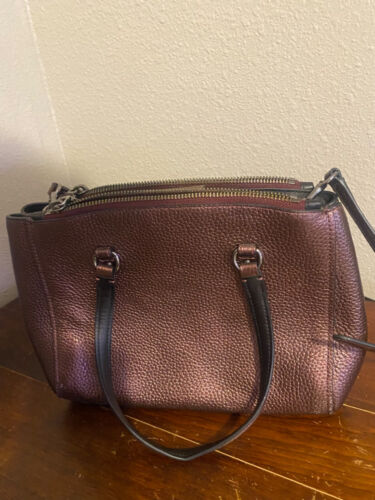 Coach Stanton Carryall 26 in Pebble Leather Metallic Burgundy 36877 - Picture 9 of 20