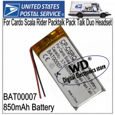 850mAh Battery for Cardo Scala Rider Packtalk Pack Talk Duo Headset BAT00007 