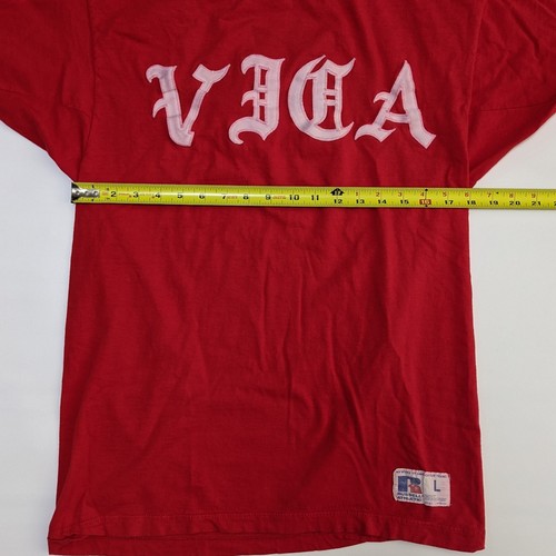 Vintage Vega/Cartee Large Men's T-shirt - Red Baseball Style - Russell Athletic - Picture 2 of 7
