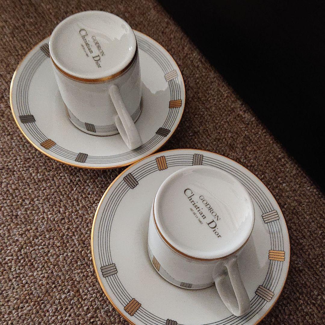 Christian Dior GODRON Demitasse Cup & Saucer 2 Set Porcelain White 