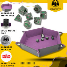 Dungeons and Dragons Dice Set - Metal DnD Dice + D&D Rolling Mat RPG Dice Tray