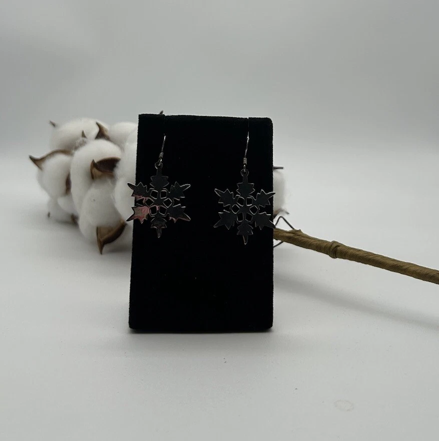 悬垂耳环 圣诞节 🎄雪花吊坠 复古纯银 925  — 第 2/4 张图片