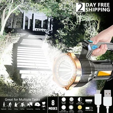 Brightest 2500000LM High Power COB LED Torch Spotlight Rechargeable Flashlight