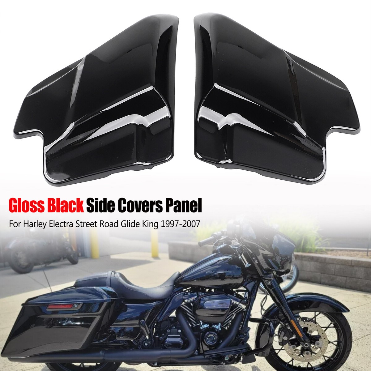 Vivid Black ABS Plastic Side Covers For Harley Road King Electra