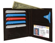 Brown Genuine Leather Men's Hipster Bifold Wallet European 7 Slots ID Holder