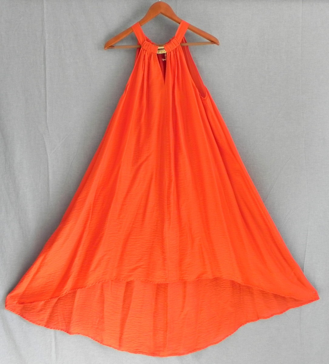 H&M Conscious Collection Dress Halter Coral Hi-Low Hem A-Line Size US8