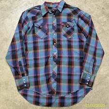 Wrangler Cowboy Cut X-Long Tails Men's Shirt Size Large Pearl Snap Button Front