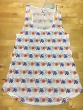 NWT JUNIORS DELIAS TANK TOP SMALL WHITE FLOWER PRINT RACER BACK
