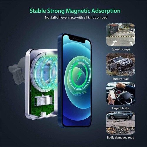 Magnetic Car Phone Holder Wireless Charger for iPhone 12 13 11 14 15 - Picture 3 of 11