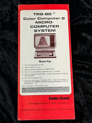 Radio Shack Color Computer Main Screen Radio Shack TRS-80 Color Computer 2 Micro Computer System Start Up ...