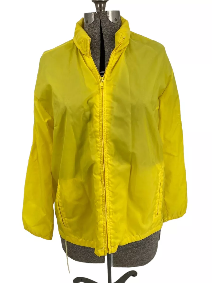 Vintage Marshall Field Company Yellow Hooded Raincoat Size Large