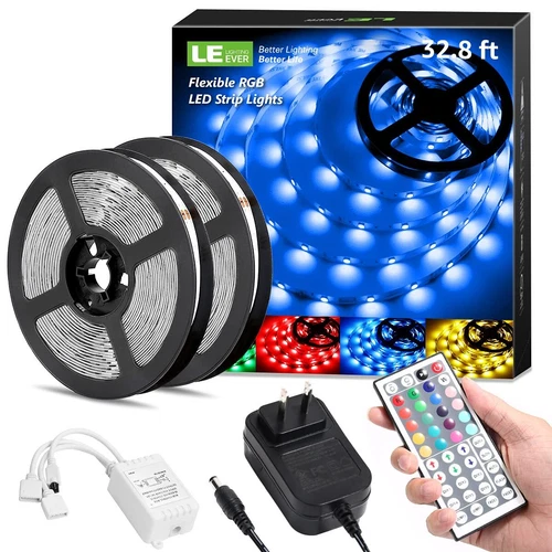 32.8ft RGB LED Strip Lights with Remote Control 12V Color Changing Kit