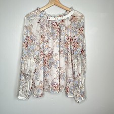Vici Pink Floral Long Sleeve Sheer Blouse Size Small