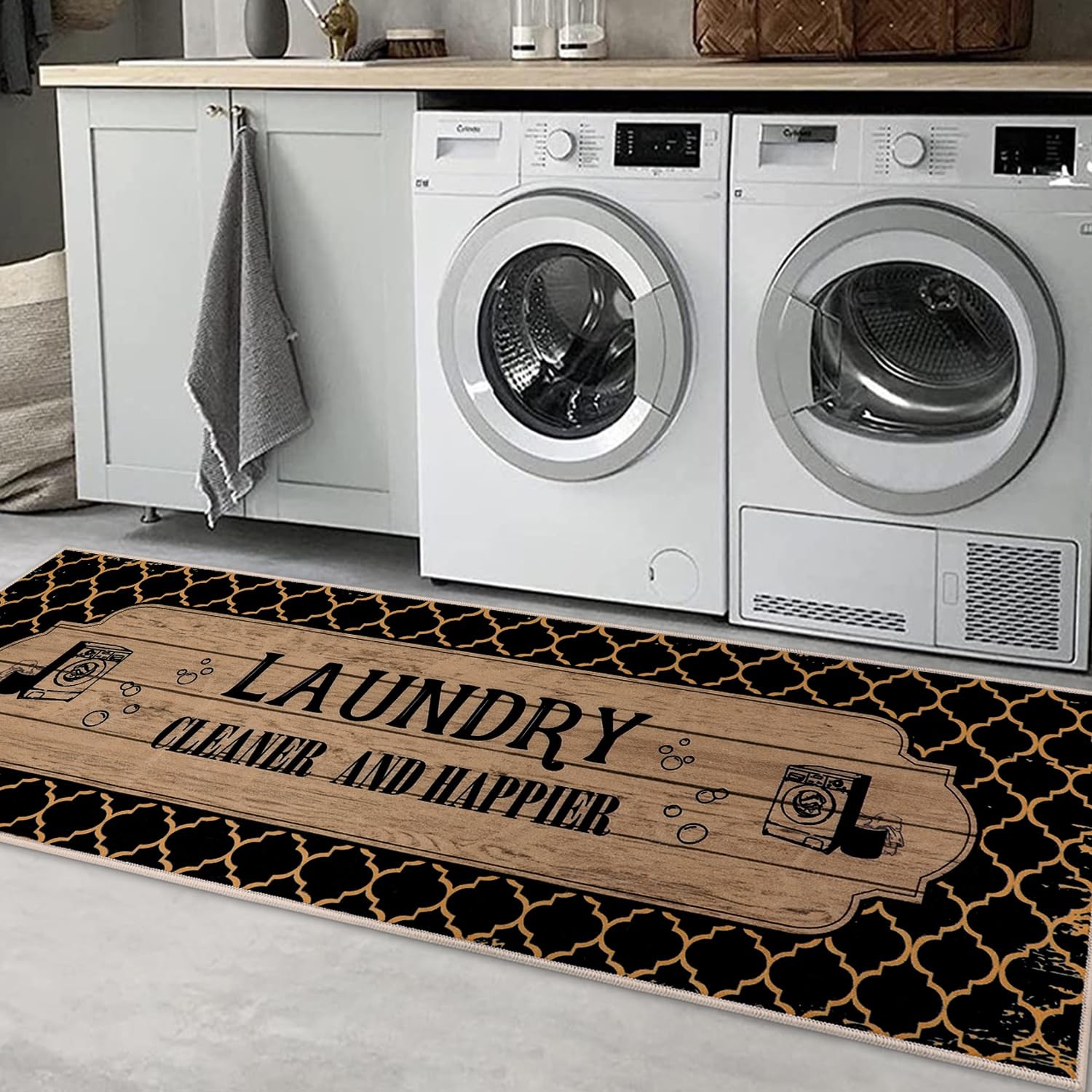 Non-Slip 20x59 Washable Laundry Runner Rug for Kitchen Floors