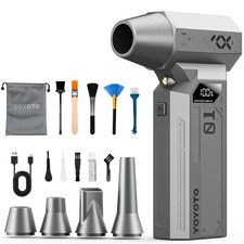 Compressed Air Duster, 150000RPM Electric Air Duster with LED Display Brush...