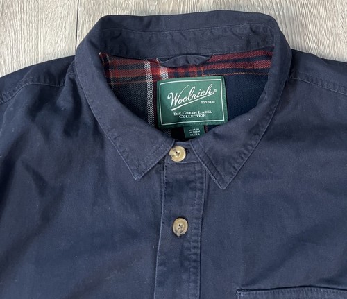 Woolrich Men's The Green Label Collection Navy Flannel Lined Shirt Jacket Sz XL - Picture 3 of 12