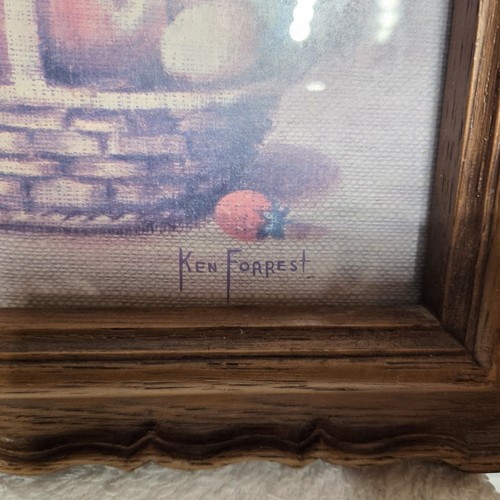 Vintage Ken Forrest Homco incorniciato natura morta stampa artistica 1981 cesto di frutta... - Foto 2 di 15