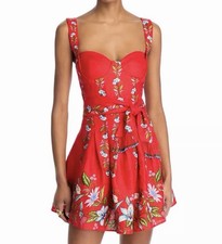 FARM RIO Mini Dress Women's Sz XL Red Sweet Bloom Bouquet Floral Coquette Boho