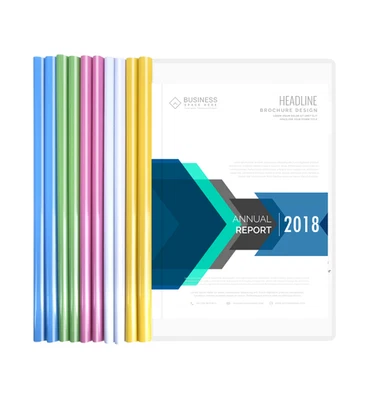 GENXON A4 Clip Bar Slide Binder Document Folder Presentation Clear Report Cover 10pcs