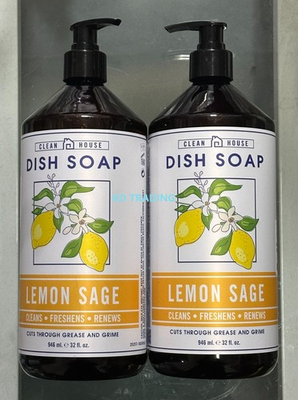 #ad #ad 2 Pack CLEAN HOUSE LEMON SAGE Essential Oil DISH SOAP Cleanse Freshen Renew $39.95