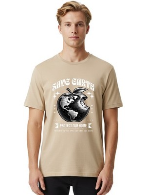 Save-Earth Mens Graphic Tee,100% Cotton,Casual Summer Wear