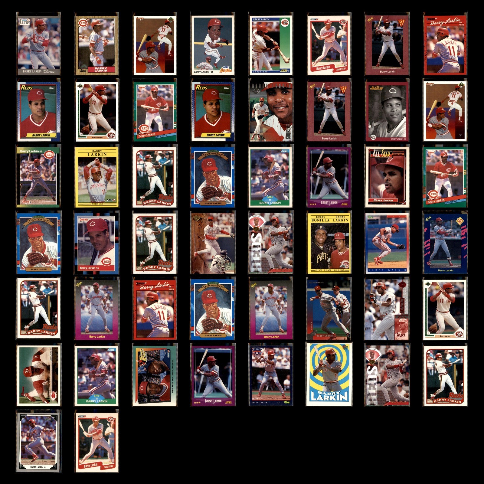 Barry Larkin Lot 50 Baseball Cards 1991 Ultra Cincinnati Reds Set Collection MLB