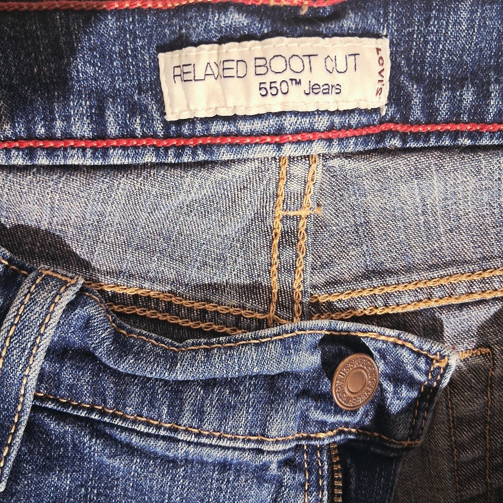 Levi's 550 Women's 12M Bootcut Jeans Blue Boho Crochet Patchwork image 6