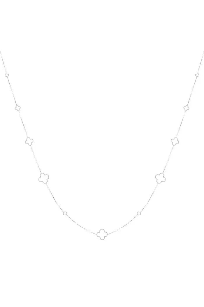 Collier sautoir fleurs en acier inoxydable pendentif floral femme