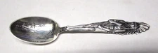 Sterling DOMINICK & HAFF Souvenir Spoon Full Figural INDIAN Chicago 1830 Scene