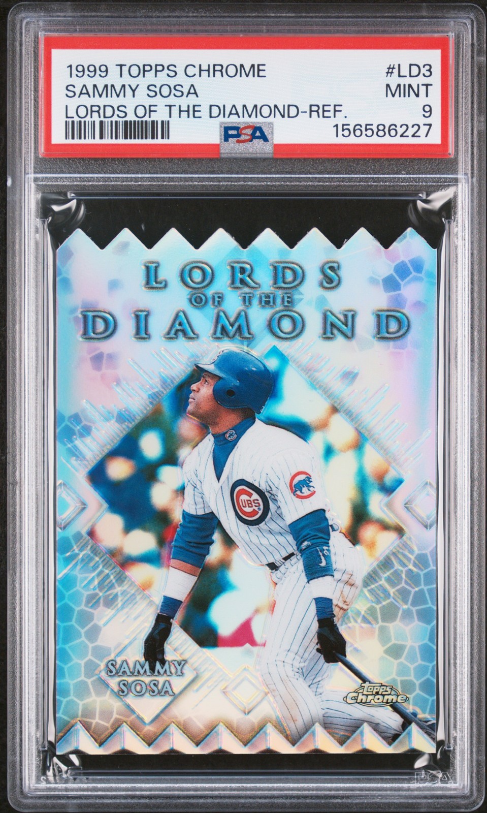 1999 TOPPS CHROME LORDS OF THE DIAMOND REFRACTOR #LD3 SAMMY SOSA PSA 9 view 1