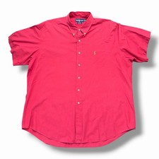 Vintage Ralph Lauren Red Short Sleeve Button Down Blake 100 Cotton Men  s XXL