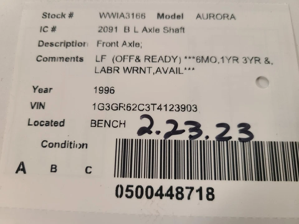Eje de transmisión delantero usado se adapta a: Oldsmobile Aurora 1996 eje delantero de VIN 101 Foto 4 de 4