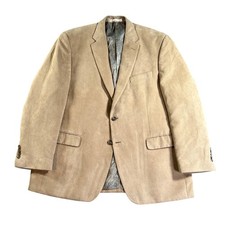 Chaps Blazer Mens 42R Tan Faux Suede Microfiber Two Button Paisley Lined Coat