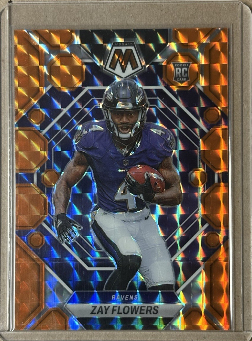 Zay Flowers Orange /199 2023 Panini Mosaic Rookie #380 (RC) Baltimore Ravens