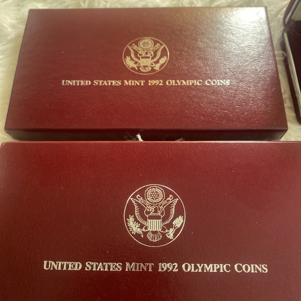 1992-S Olympic Baseball Proof Silver Dollar & Half US Mint 2 Coin Set Box & COA - Image 4 of 4