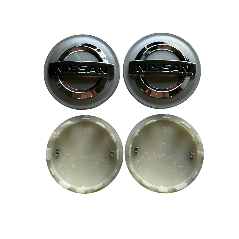 Juego de 4 tapas centrales de rueda cromadas plateadas con logotipo de 54 mm para Nissan Rogue Sport Quest Foto 2 de 4