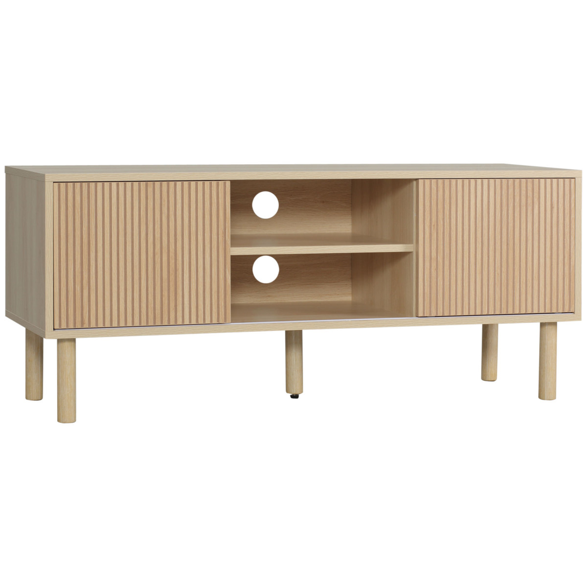 HOMCOM Oak TV Unit - 2 Door - 2 Shelf - Natural - Image 2