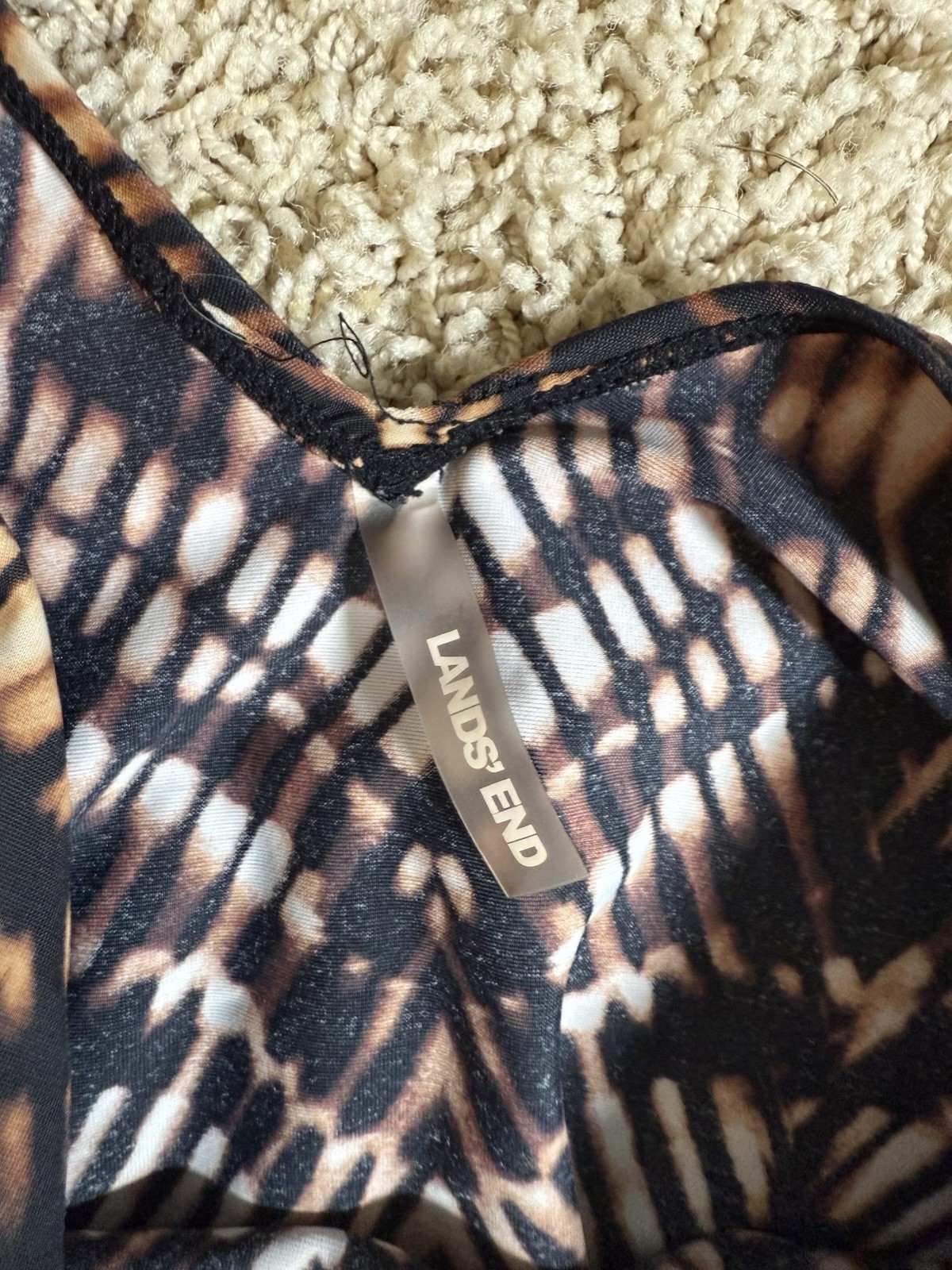 Lands End Patterned Wrap Front V-Neck Swimsuit On… - image 2